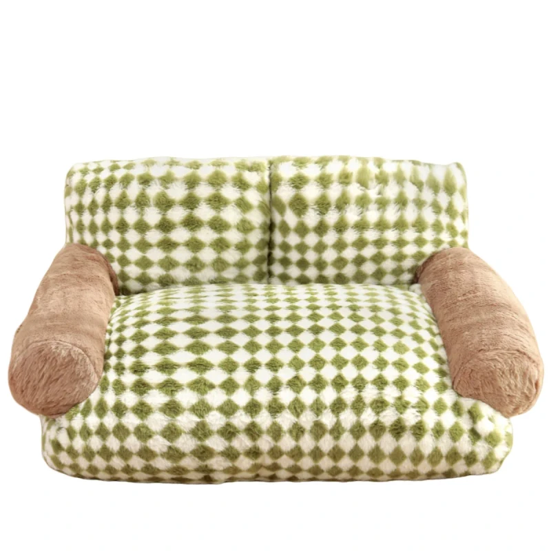 Pet Sofa Bed High Fabric Soft Warm Comfortable Dog Bed Removable Washable Cat Nest Elevated Thickened Dog House All Seasons
