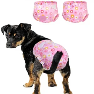 Pet Soft Dog Diapers Female Disposable Adjustable Foam Tail Hole Puppy Cat Pink 12XS
