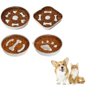 Pet Stainless Steel Slow Feeder Paw Bone Shape Dog Slow Feeding Bowl