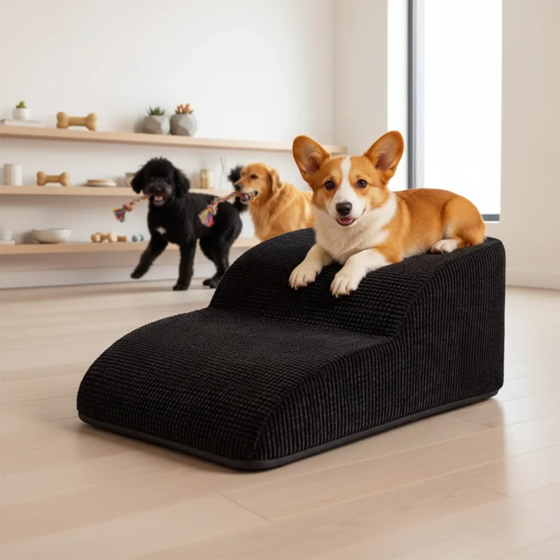 Pet Stairs for Bed High Density Sponge Dog Steps Curved Design Anti Slip Stable Pet Ramp Pet Accessories