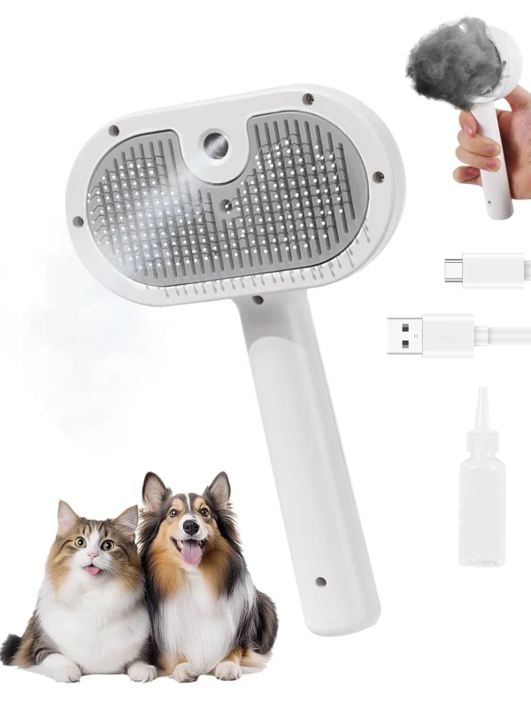 Pet Steam Brush 3 in 1 Steamy Pet Hair Removal Comb Bath Brush Self Cleaning Hair Removal Cat Dog Grooming Brush Products