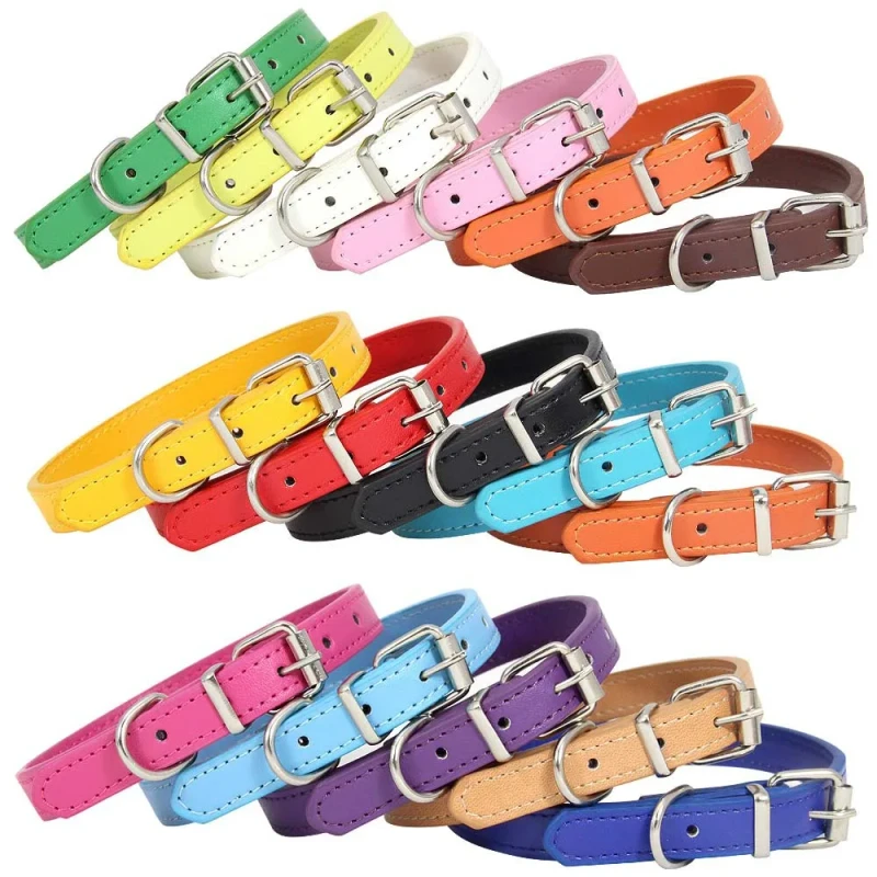 Pet Store Supplies Adjustable Pu Leather Pet Collars Cat and Dog Collars