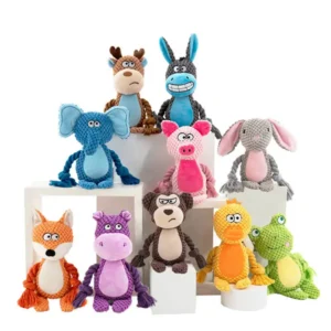 Pet Super Soft Plush Sound Rope Toy Fox Frog Pig Dog Interactive Tug War Training Squeaky Chew Toys