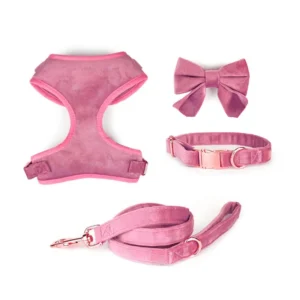 Pet Supplier Luxury Dog Harness Adjustable Collar Custom Velvet Pet Harness with Metal Buckle