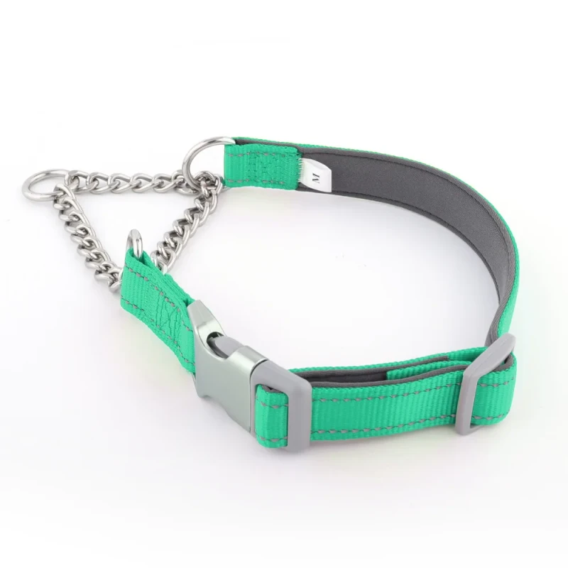Pet Suppliers No Pull Adjustable Reflective Nylon Collar with Steel Chain for Small Medium Large Dogs