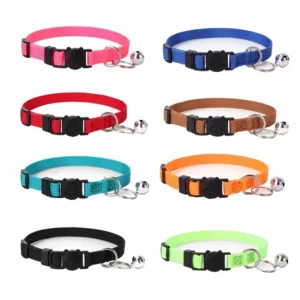 Pet Supplies 8 Colors Stock Solid Nylon Cat Collar with Detachable Buckle and Extendable Design