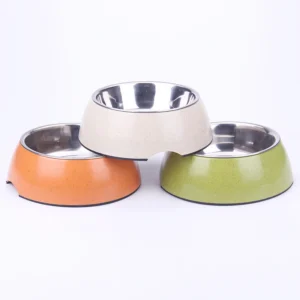 Pet Supplies Bowl Stainless Steel Double Pet Bowls Dog Food Water Feeder Melamine Round Salad Bowl
