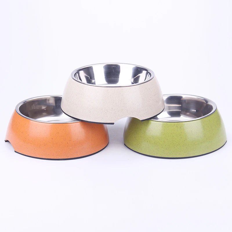 Pet Supplies Bowl Stainless Steel Double Pet Bowls Dog Food Water Feeder Melamine Round Salad Bowl