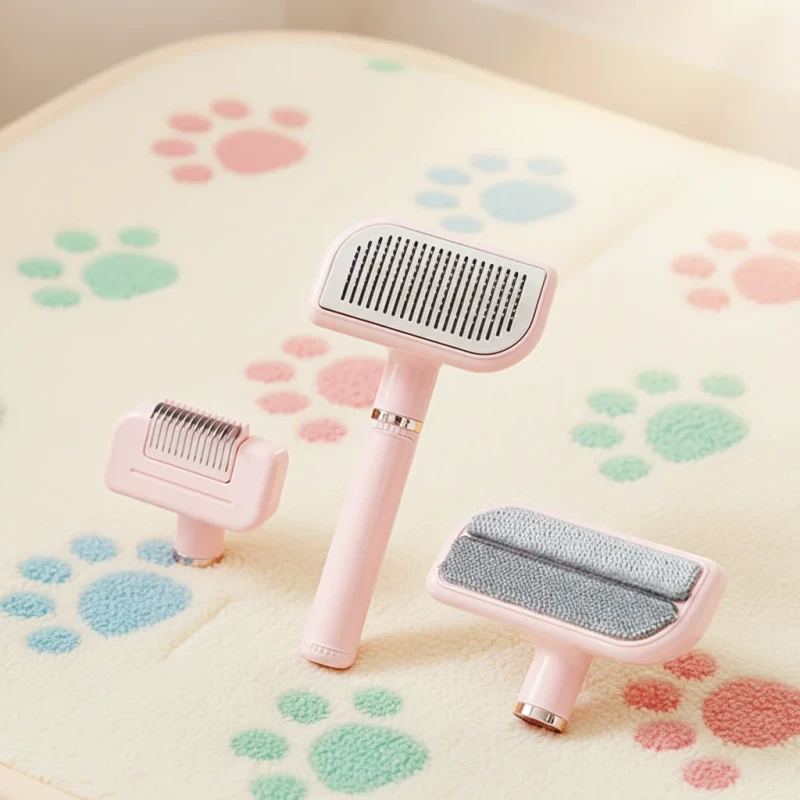 Pet Supplies Brush Button Shedding Self Cleaning Small Animal Hair Remover Brush Dogs Cats Grooming Tools Pet Dematting Comb
