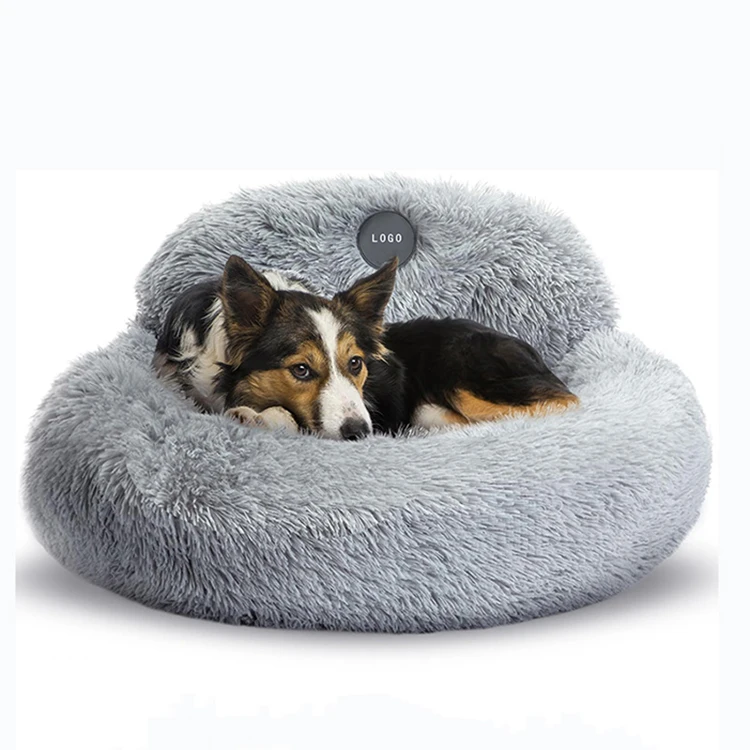 Pet Supplies Calming Dog Bed Cat Accessories Plush Faux Fur Pet Bed for Indoor Activity