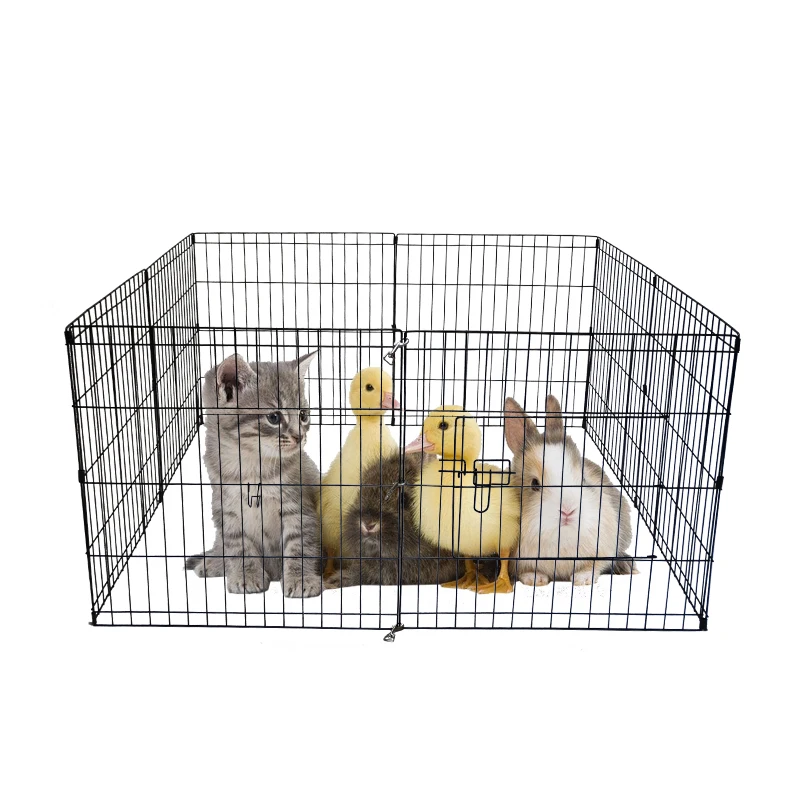 Pet Supplies Collapsible Metal Dog Play Yard Portable Wire Pet Isolation Fence Small Animal Rabbit Guinea Pig Playpen