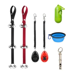 Pet Supplies Dog Bells for Potty Training With Biodegradable Dog Poop Bag Callapsable Silicone Dog Bowl Training Whistle Clicker