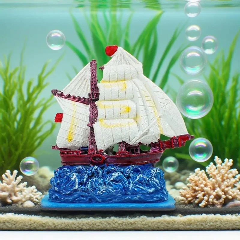 Pet Supplies Fish Tank Landscape Decoration Resin Crafts Tourist Souvenirs Sailboat Models Aquariums Family Accessories