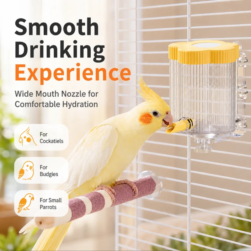 Pet Supplies Magnetic Bird Drinker 248ml Cage Water Feeder with Stainless Steel Ball Nozzle