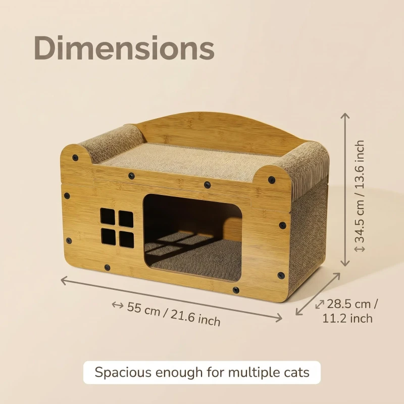 Pet Supplies Modern Classic Cat House Indoor Corrugated Cardboard Eco-Friendly Durable Cat Cave Nest Upgraded Villa Kittens