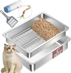 Pet Supplies New Cat Litter Toilet Double Layer Stainless Steel Cat Litter Tray Sifting and Filtering for Cleaner