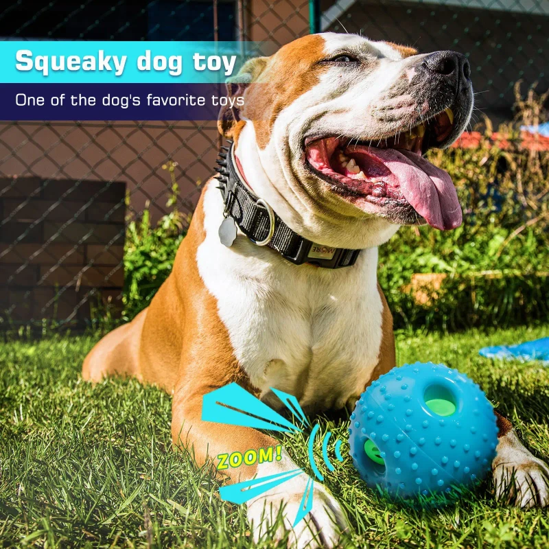 Pet Supplies Squeaky Ball Vibrating Sound-Making Teeth-Grinding Interactive Boredom-Busting Toy Elasticity Durable Popular