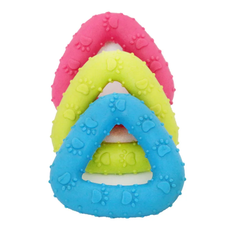 Pet Supplies TPR Footprints Triangle Ring Chew Toy for Dogs Durable Rubber Bite Resistant Teething and Training Toy