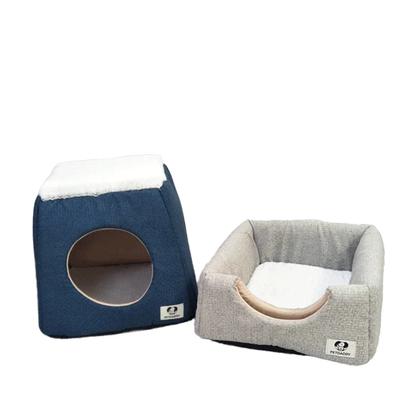 Pet Supplies Winter Cat Nest Dog House Small Animal Bed Durable Breathable Solid Pattern