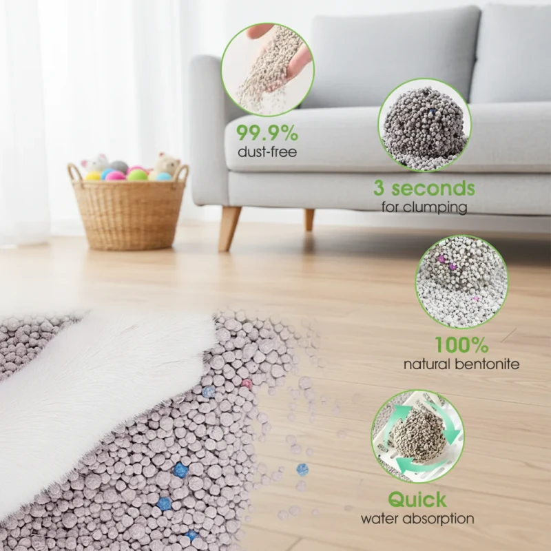 Pet Supply 99% Dust Free Sustainable Ultra Strong Clumping Ball Shaped Bentonite Cat Litter