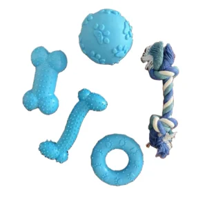 Pet TPR Chew Toy Dog Bite Resistant Grinding Teeth Clean Teeth Interactive Play Cotton Rope Squeak Ball Can Be Freely Combined