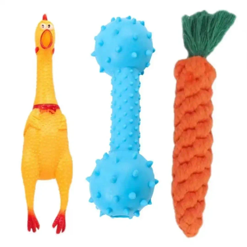 Pet Tough Bite Realistic Barking Dog Toy Teething and Dental Care Training Accessories for Small to Medium Dogs