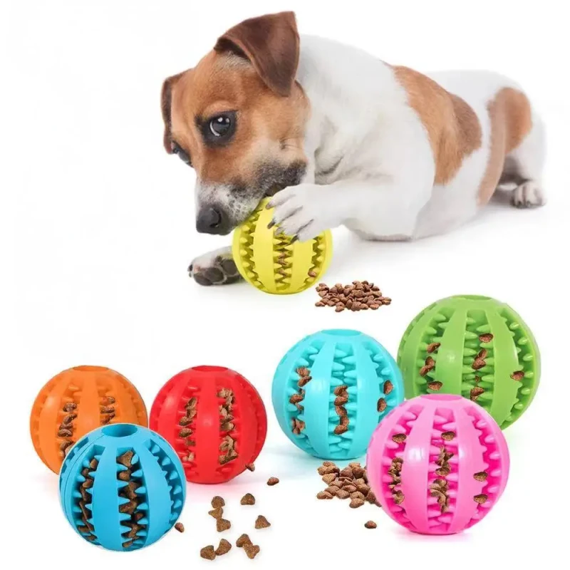 Pet Toys Dog Toy Interactive Durable Soft Rubber Ball Puppy Cat Chew Toys Dog Food Treat Feeder Tooth Cleaning Training Ball