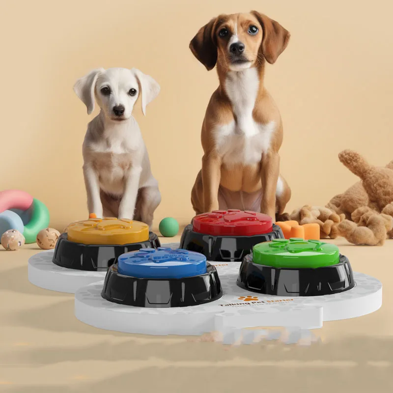 Pet Toys Interactive Dog Communication Talking Buttons 4Pcs Set 30 Seconds Recordable Dog Training Toys Pet Speech Buzzer OEM