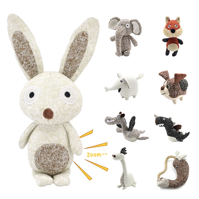 Pet Toys Manufacturers Rabbit Soft Stuffed Chew Squeaky Custom Bunny Plush Small Knit Dog