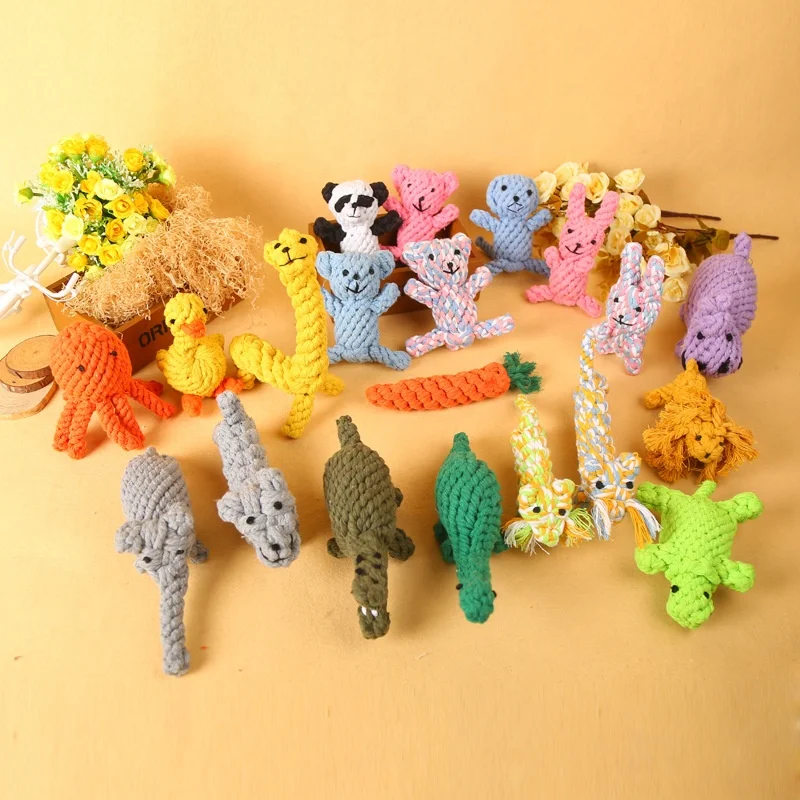 Pet Toys for Dogs Cats Cotton Rope Woven Animal Shape Cat and Dog Chewing Toys Puppies Toys