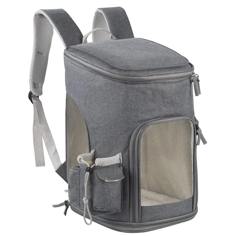 Pet Transport Backpack Carrier for Cats Puppies Oxford Fabric Waterproof Durable Design Zipper Closure 18 Lbs Capacity