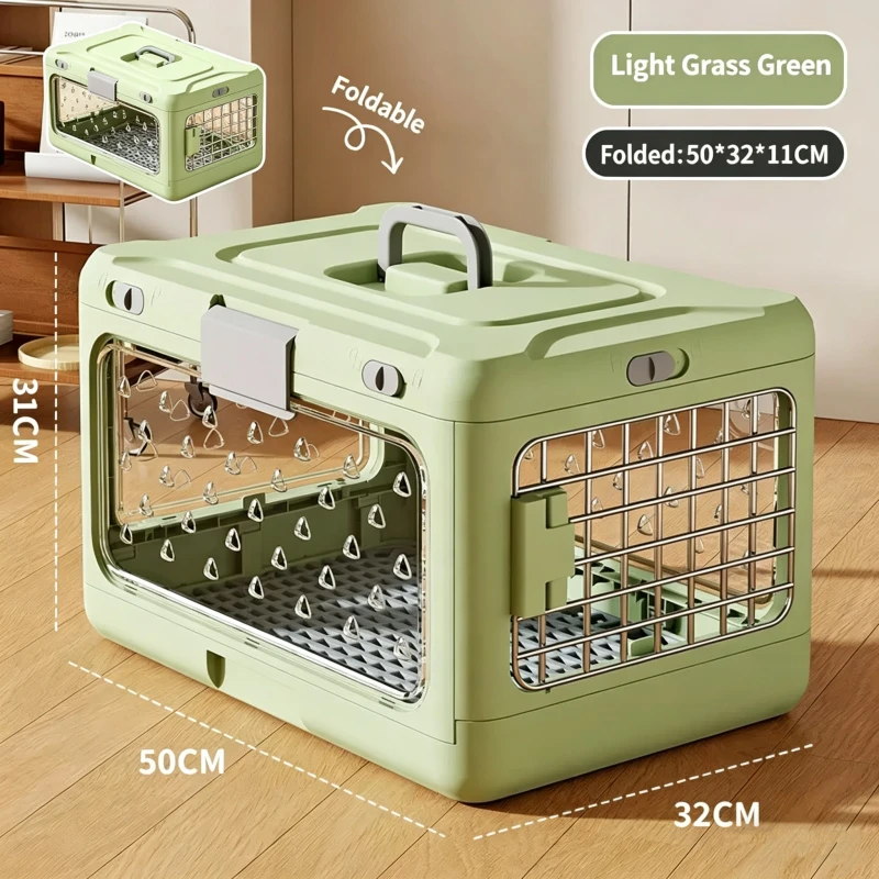 Pet Transport Portable Foldable Dog Carrier 360 Ventilation Eco Friendly Durable Plastic Iron Mesh for Dogs Cats