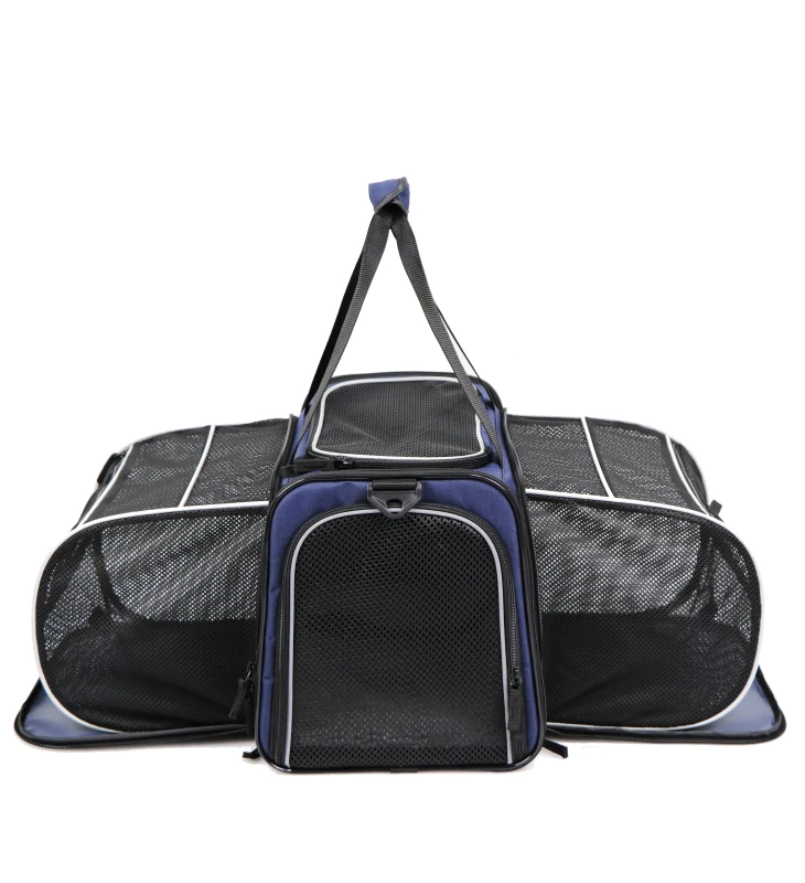 Pet Travel Carrier 4 Sides Expandable Cat Collapsible Carrier with Removable Pad for Cats Dogs Small Animals