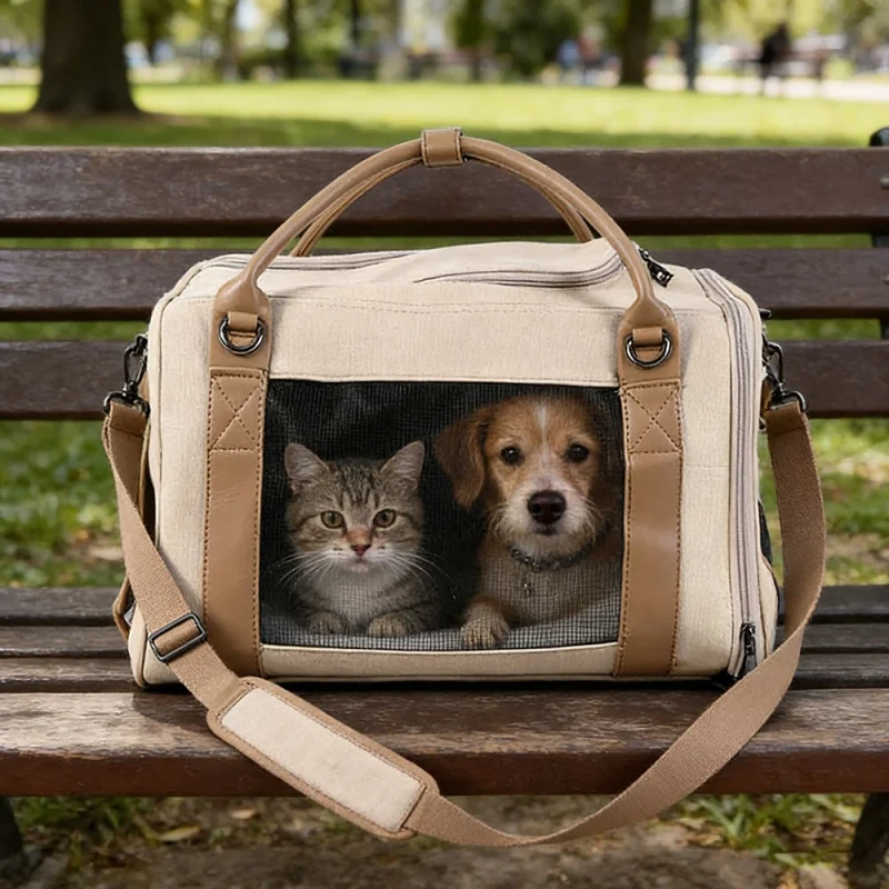 Pet Travel Carrier for Small Dogs Cats Portable Waterproof Soft Sided Comfort Padded Breathable Mesh Panels Durable Fabric