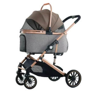 Pet Travel Stroller Removable Carrier Waterproof Canopy Breathable Mesh Windows Quick Fold 25kg Capacity