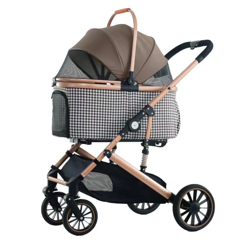 Pet Travel Stroller Removable Carrier Waterproof Canopy Breathable Mesh Windows Quick Fold 25kg Capacity
