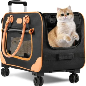 Pet Trolley Large Cat Carrier With Wheels Foldable Rolling Cat Carrier Pet Carrier With Wheels for Small Dogs