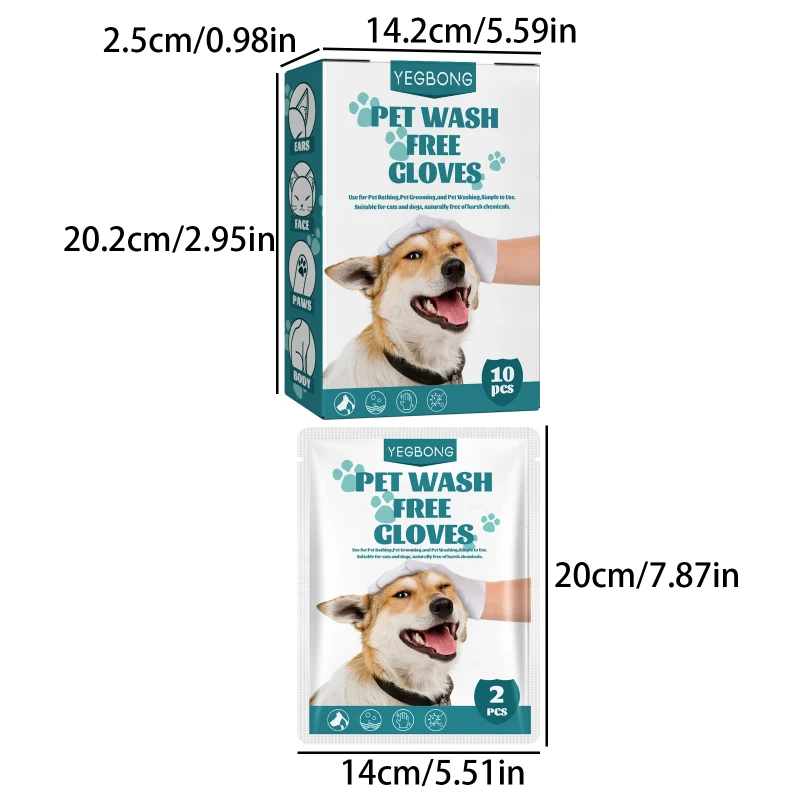 Pet Unwashed Plastic Gloves for Cat Dog Spa Cleaning Decontamination Dry Cleaning Bathroom Use Odor Removal Care