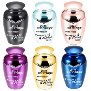Pet Urn 65x45mm Metal Casket with Wings Dog Cat Birds Keepsake Stainless Steel Caskets for Funeral Memorials Columbarium
