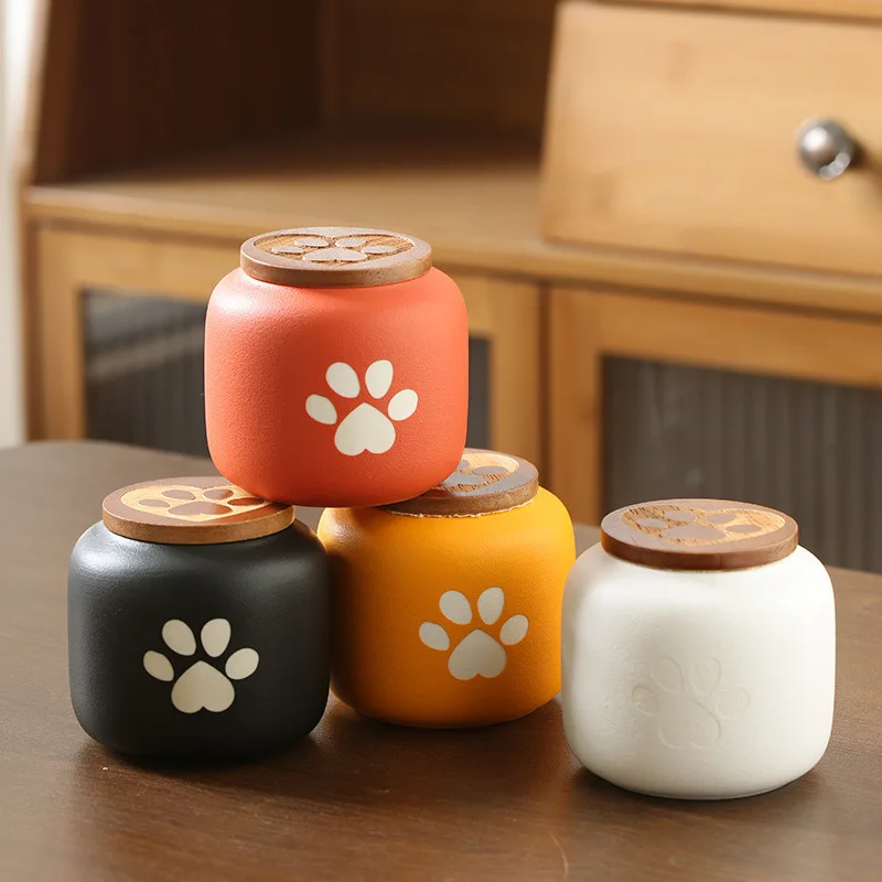 Pet Urn Cylindrical Shape Moisture Proof Damp Proof Can Be Engraved Paw Print Design Sealed Container for Pet Cremation Funeral