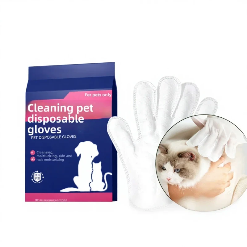 Pet Wash free Disposable Gloves for Cats and Dogs SPA Clean Bath Free Dry Cleaning Wipes Pack of 10