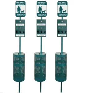 Pet Waste Bags Disposal System Outdoors Pet Waste Station With Glow in the Dark Sign Pull Out Bag Dispenser Trash Can
