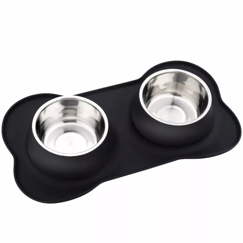 Pet Water and Food Feeder Bowls Stainless Steel Dog Bowl with No Spill Non-Skid Silicone Mat