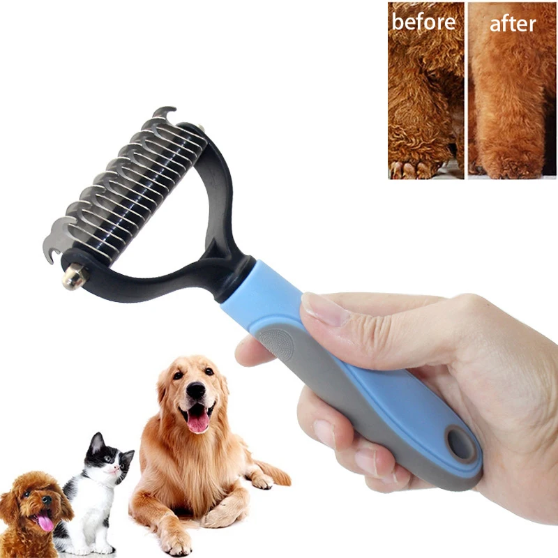 Pets Fur Knot Cutter Dog Grooming Shedding Tools Pet Cat Hair Removal Comb Brush Double Sided Pet Products Comb for Cats