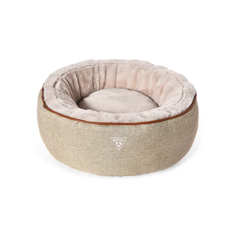 Petstar Luxury Eco Friendly Material Pet Bed Round Calming Plush Pet Bed