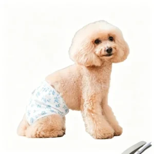 Pink Floral Print Soft Breathable High Absorb Dog Diaper for Indoor Daily Use