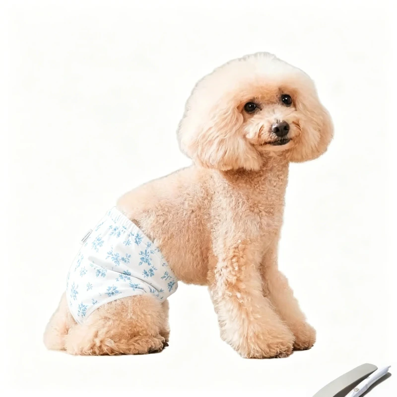 Pink Floral Print Soft Breathable High Absorb Dog Diaper for Indoor Daily Use