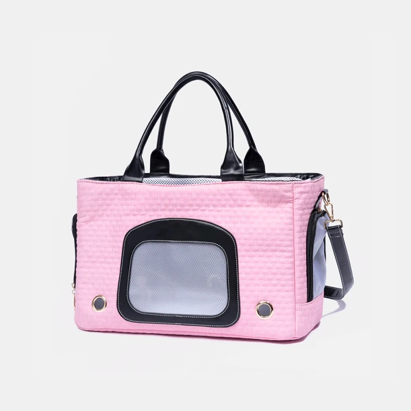 Pink Quilted Pet Carrier with Ventilation Windows