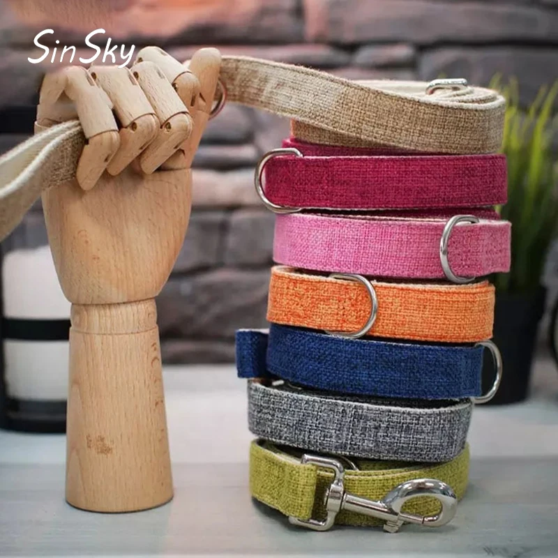 Plain Color Eco friendly Organic Hemp Pet Leash Dog Collar Leash Set Dog Lead With Matching Leash and Harness Buckle Set