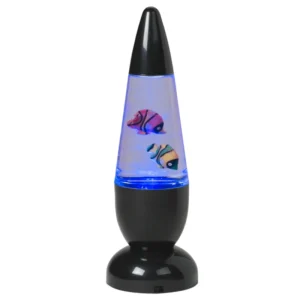 Plastic Aquarium Lamp Novelty Holiday Gift for Kids Home Office Room Decor with Fish Glitter in Liquid